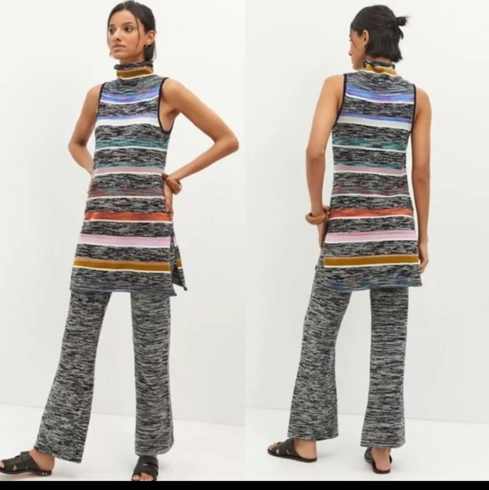 SOLD Anthropologie Maeve Rainbow Striped Knit Tunic Sweater Dress Size M - Picture 1 of 11